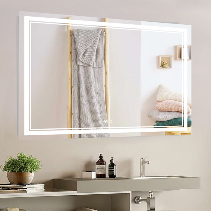 Orren Ellis Adorna Frameless LED 3 Color Dimmable Lighting Bathroom